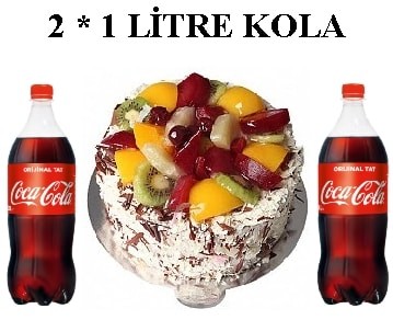 6-9 Kişilik Karışık Meyveli Yaş Pasta & 2x1 Lt Cola