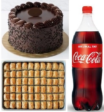 Çikolatalı Yaş Pasta Cevizli Baklava ve Cola Ekonomik Menü
